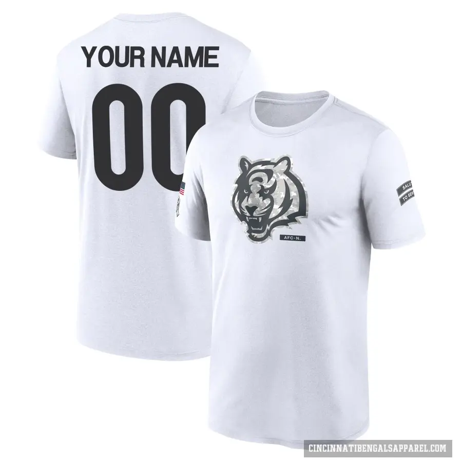 Youth ＃00 Custom Cincinnati Bengals White 2024 Salute to Service Performance T-Shirt