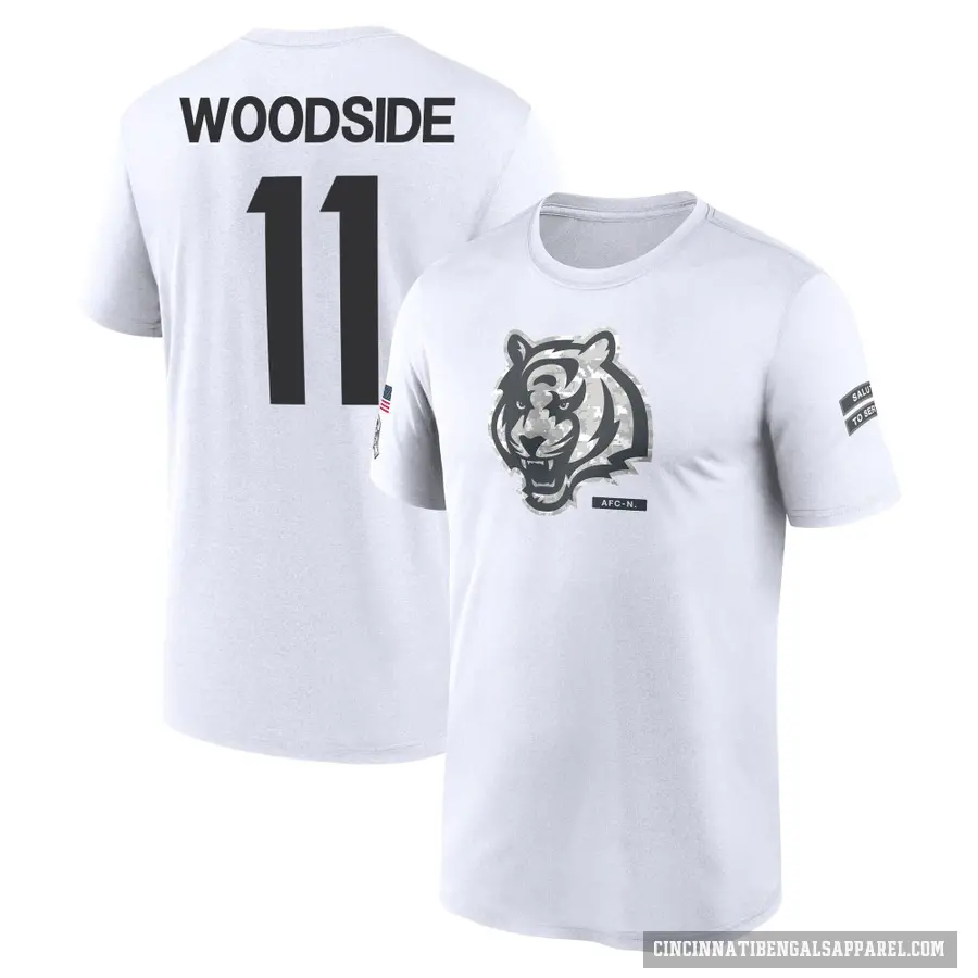 Youth ＃11 Logan Woodside Cincinnati Bengals White 2024 Salute to Service Performance T-Shirt