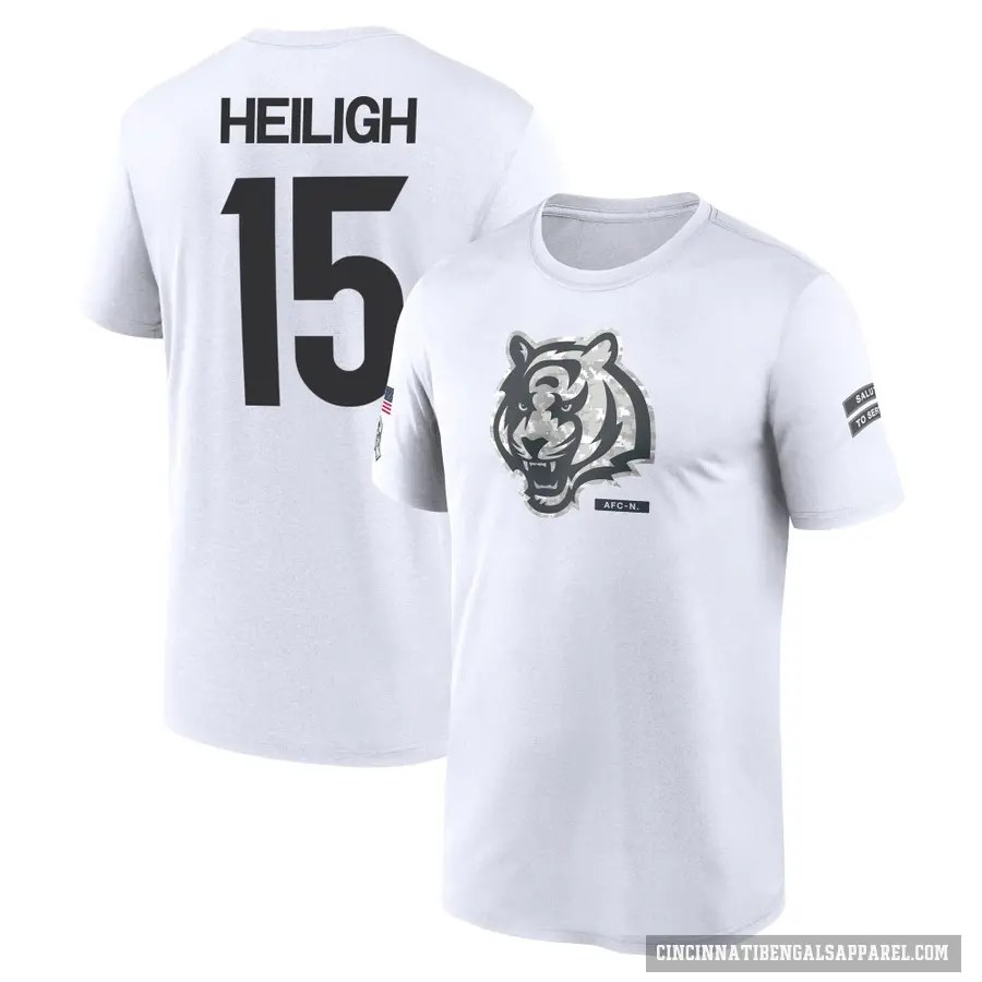Youth ＃15 Jaivon Heiligh Cincinnati Bengals White 2024 Salute to Service Performance T-Shirt