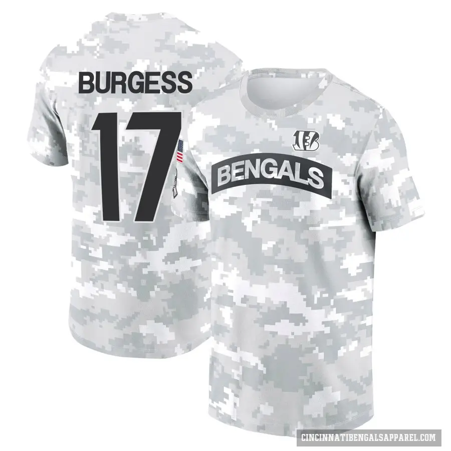 Youth ＃17 Cole Burgess Cincinnati Bengals Camo Arctic 2024 Salute to Service Performance T-Shirt