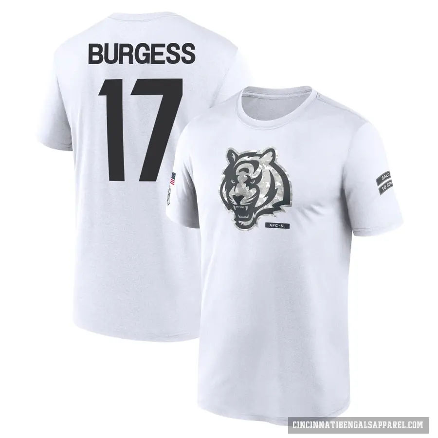 Youth ＃17 Cole Burgess Cincinnati Bengals White 2024 Salute to Service Performance T-Shirt