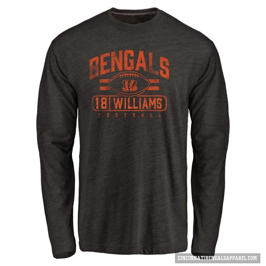 Youth ＃18 Isaiah Williams Cincinnati Bengals Black Flanker Long Sleeve T-Shirt