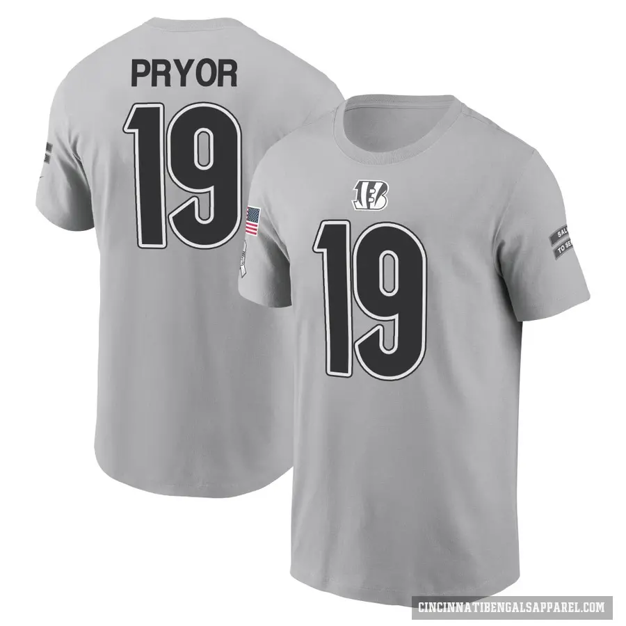 Youth ＃19 Kendric Pryor Cincinnati Bengals Gray 2024 Salute to Service T-Shirt