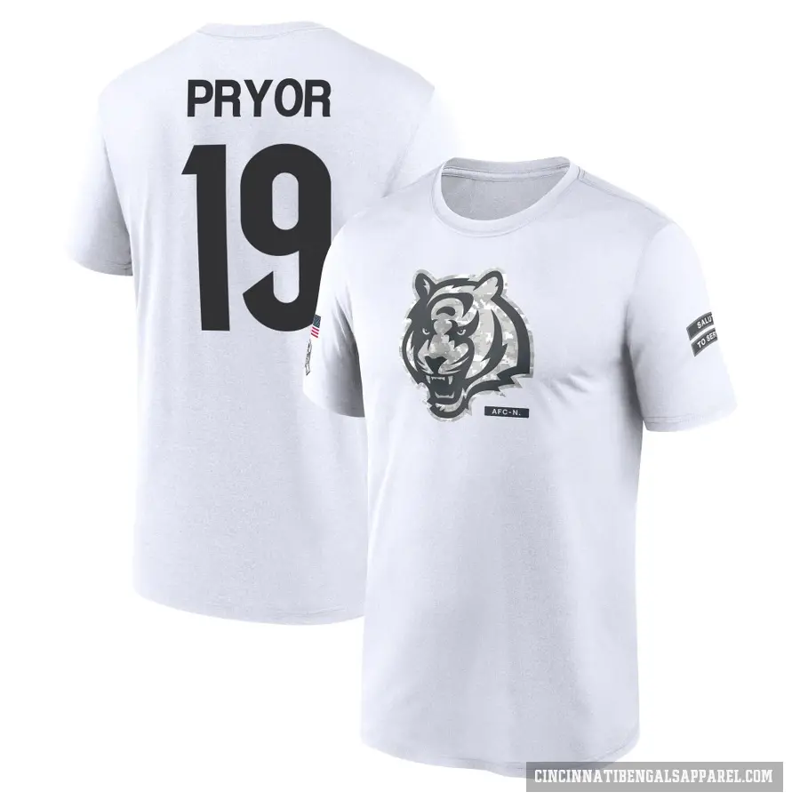Youth ＃19 Kendric Pryor Cincinnati Bengals White 2024 Salute to Service Performance T-Shirt