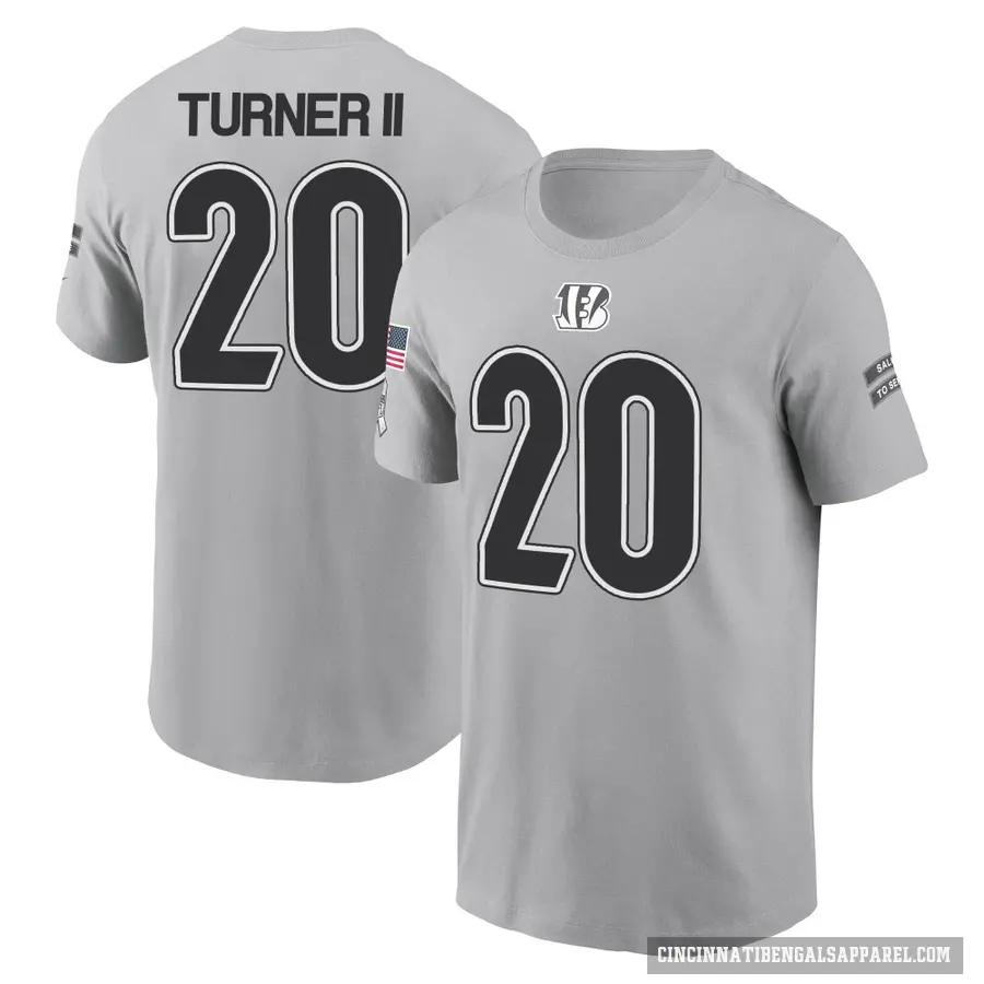 Youth ＃20 DJ Turner II Cincinnati Bengals Gray 2024 Salute to Service T-Shirt