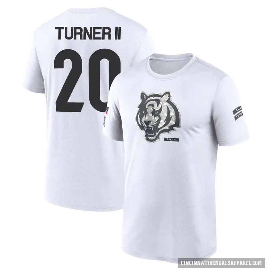 Youth ＃20 DJ Turner II Cincinnati Bengals White 2024 Salute to Service Performance T-Shirt