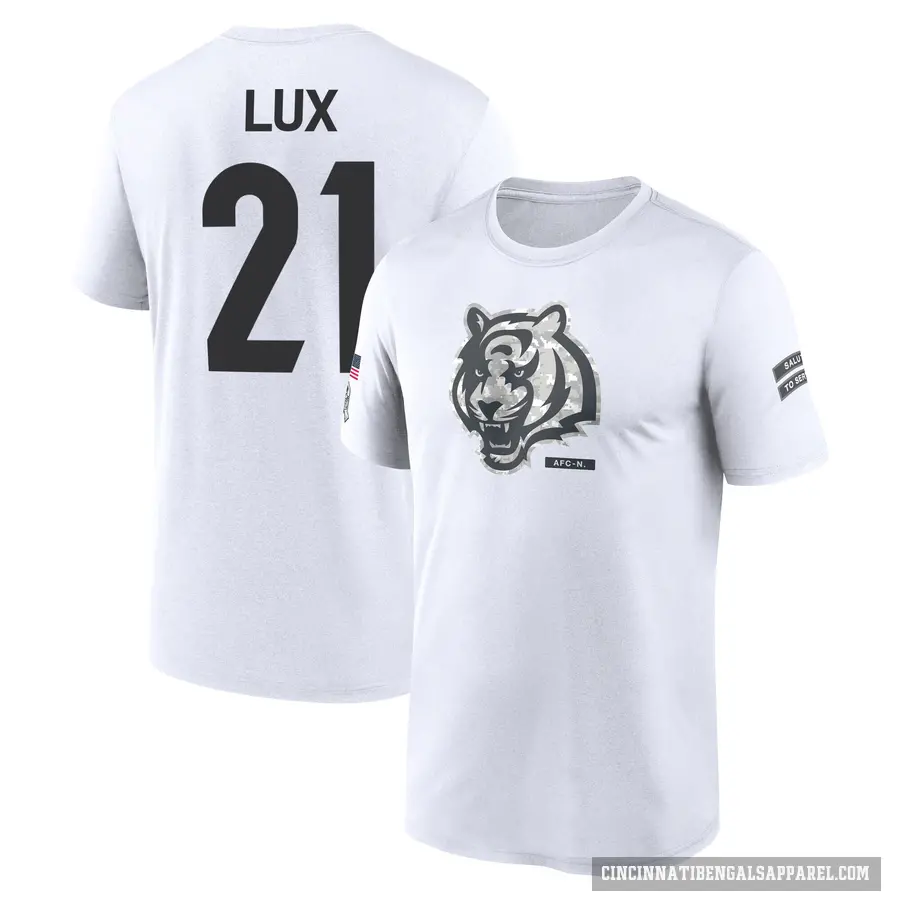 Youth ＃21 Bralyn Lux Cincinnati Bengals White 2024 Salute to Service Performance T-Shirt