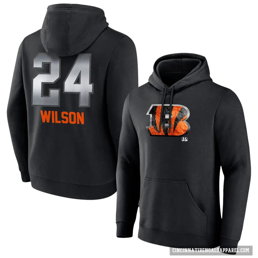 Youth ＃24 Marco Wilson Cincinnati Bengals Black Midnight Mascot Pullover Hoodie