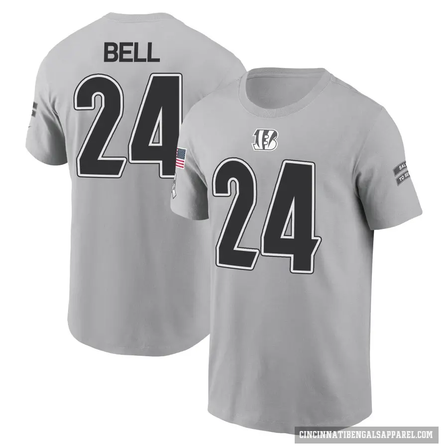 Youth ＃24 Vonn Bell Cincinnati Bengals Gray 2024 Salute to Service T-Shirt