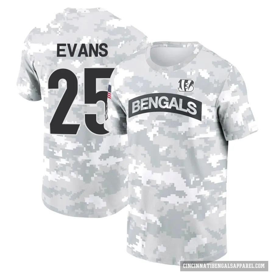 Youth ＃25 Chris Evans Cincinnati Bengals Camo Arctic 2024 Salute to Service Performance T-Shirt