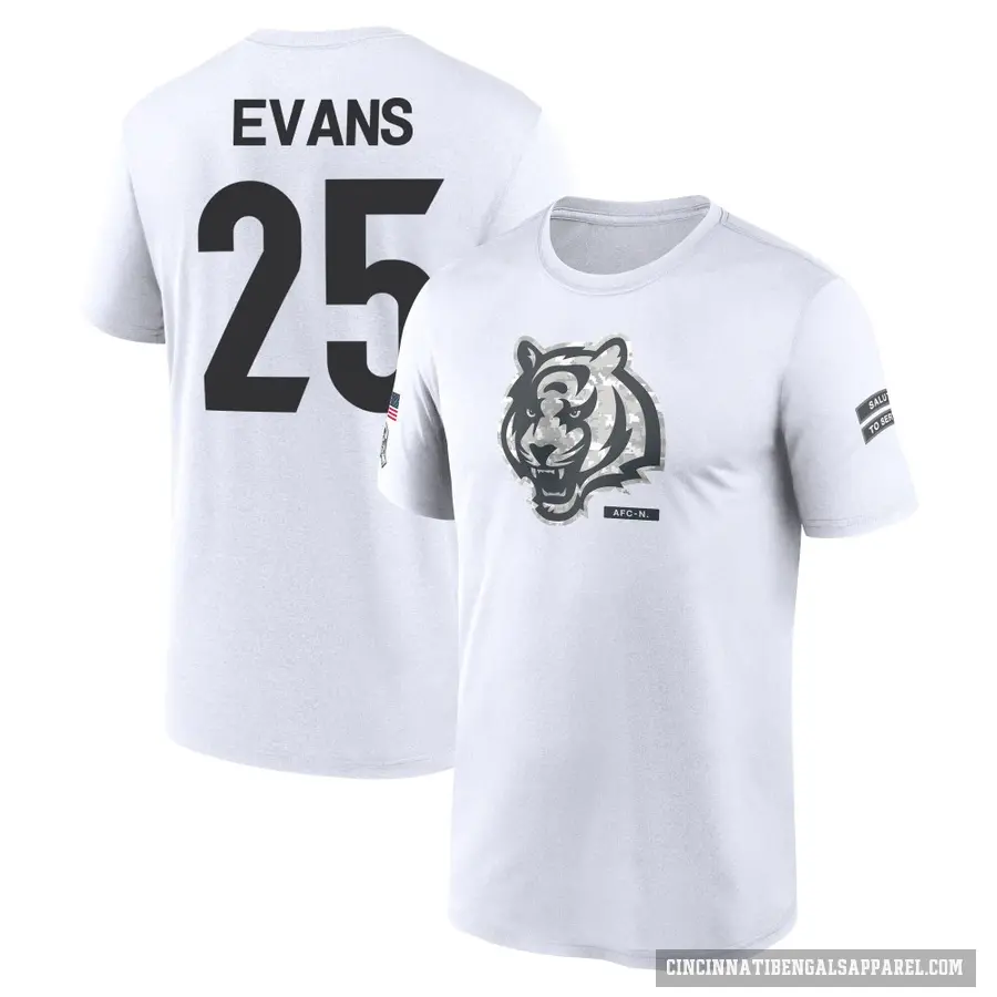 Youth ＃25 Chris Evans Cincinnati Bengals White 2024 Salute to Service Performance T-Shirt