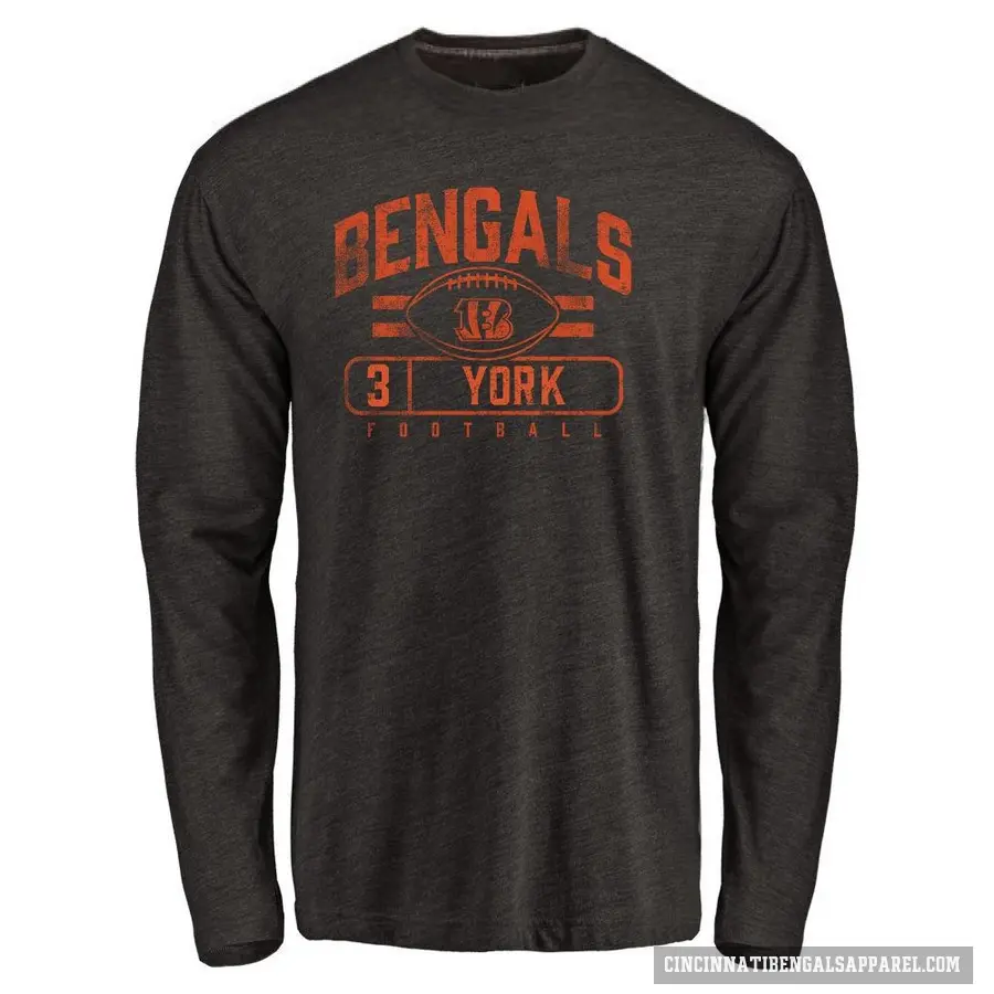 Youth ＃3 Cade York Cincinnati Bengals Black Flanker Long Sleeve T-Shirt