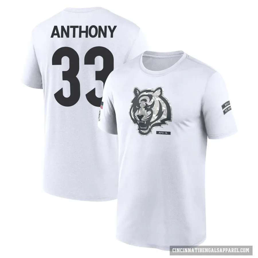 Youth ＃33 Daijahn Anthony Cincinnati Bengals White 2024 Salute to Service Performance T-Shirt