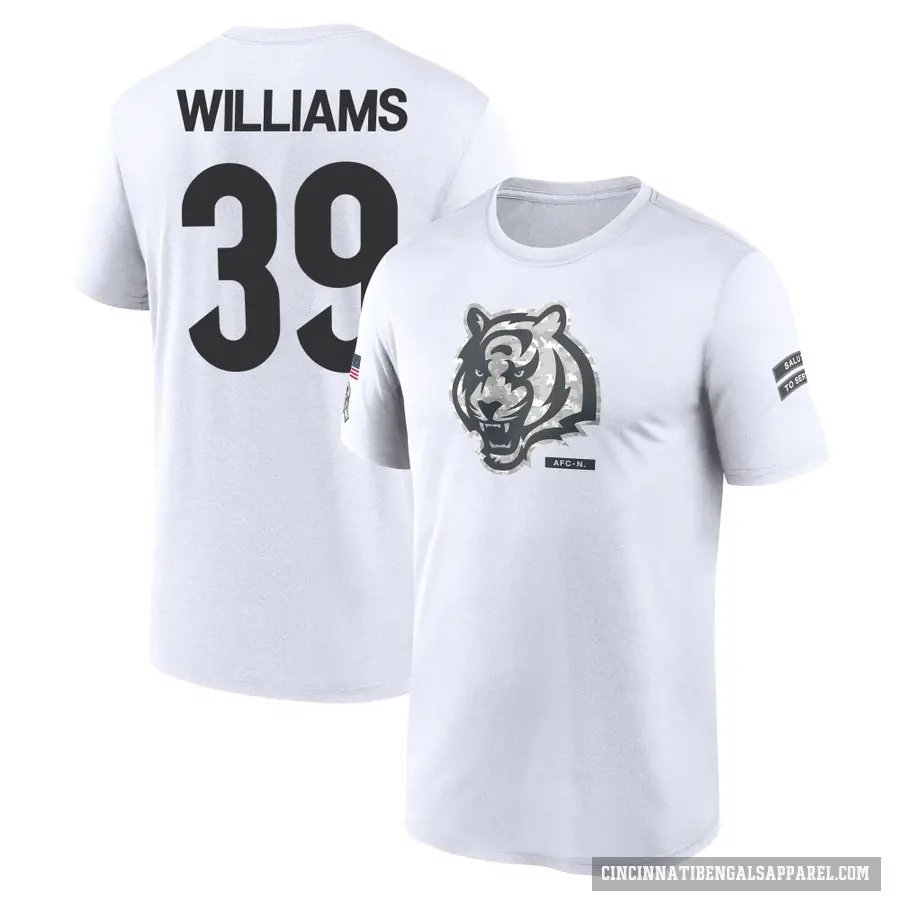Youth ＃39 Jarveon Williams Cincinnati Bengals White 2024 Salute to Service Performance T-Shirt