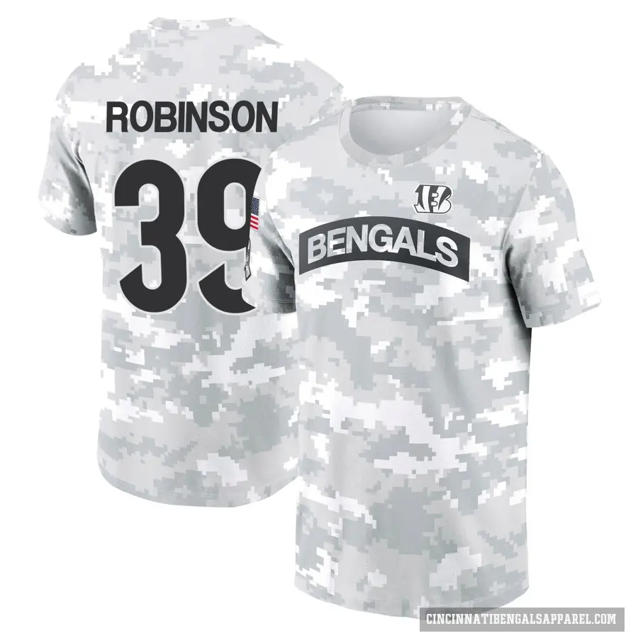 Youth ＃39 Lance Robinson Cincinnati Bengals Camo Arctic 2024 Salute to Service Performance T-Shirt