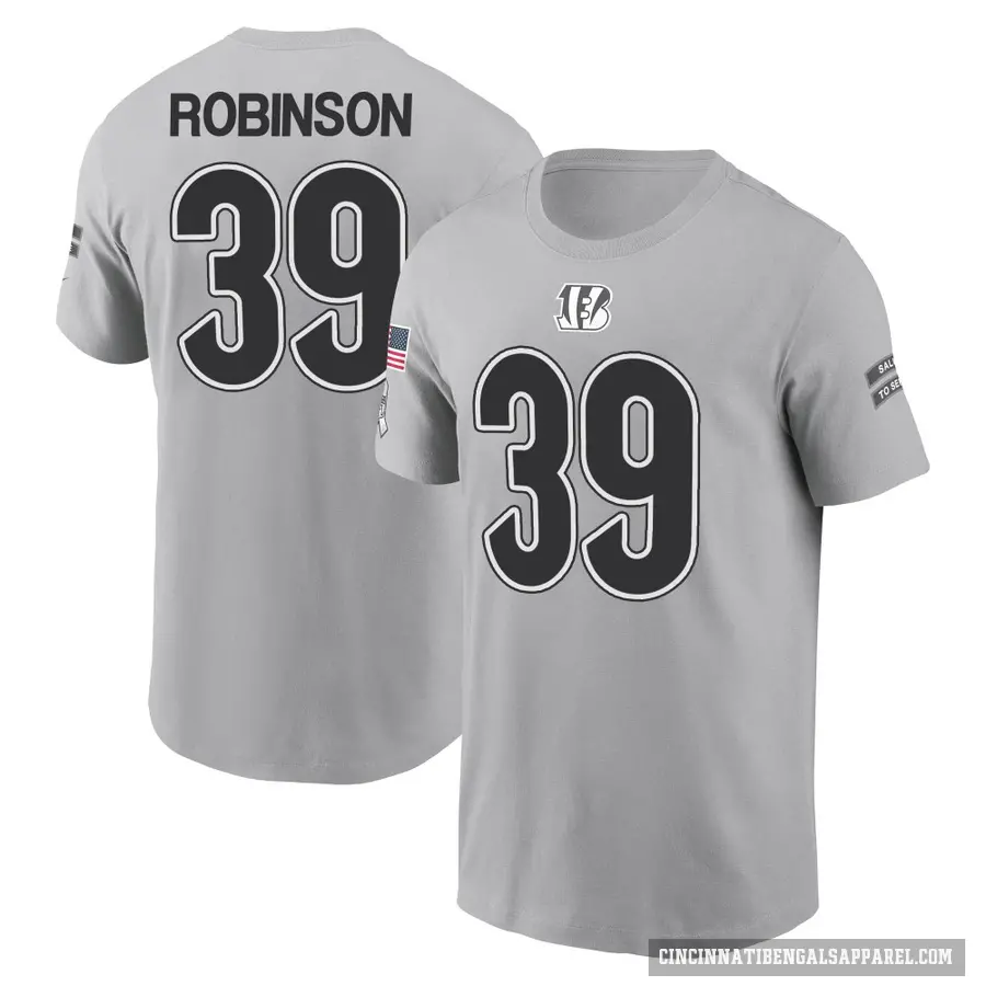 Youth ＃39 Lance Robinson Cincinnati Bengals Gray 2024 Salute to Service T-Shirt
