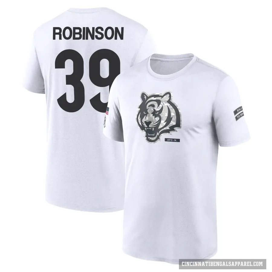 Youth ＃39 Lance Robinson Cincinnati Bengals White 2024 Salute to Service Performance T-Shirt
