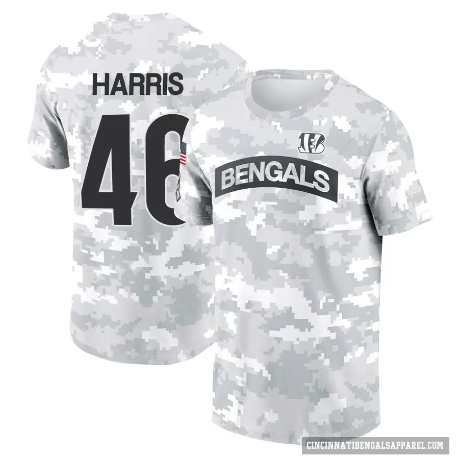 Youth ＃46 Clark Harris Cincinnati Bengals Camo Arctic 2024 Salute to Service Performance T-Shirt