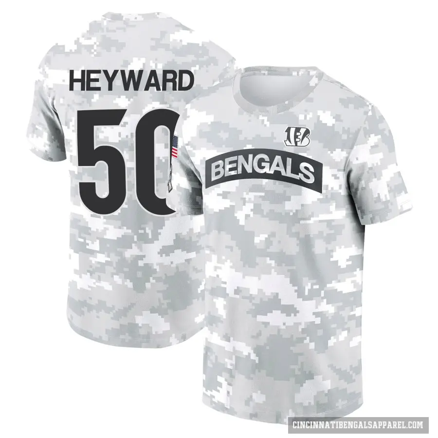 Youth ＃50 Shaka Heyward Cincinnati Bengals Camo Arctic 2024 Salute to Service Performance T-Shirt
