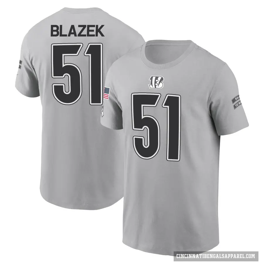 Youth ＃51 Justin Blazek Cincinnati Bengals Gray 2024 Salute to Service T-Shirt
