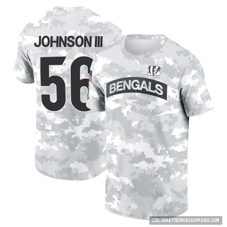 Youth ＃56 Raymond Johnson III Cincinnati Bengals Camo Arctic 2024 Salute to Service Performance T-Shirt