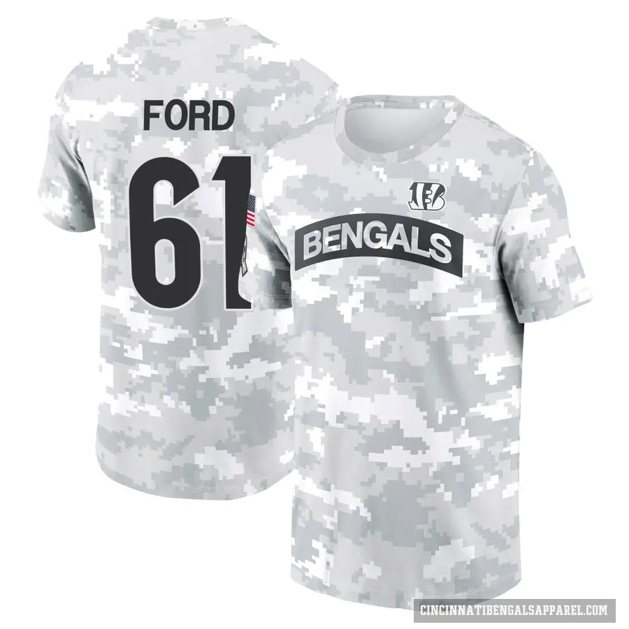 Youth ＃61 Cody Ford Cincinnati Bengals Camo Arctic 2024 Salute to Service Performance T-Shirt
