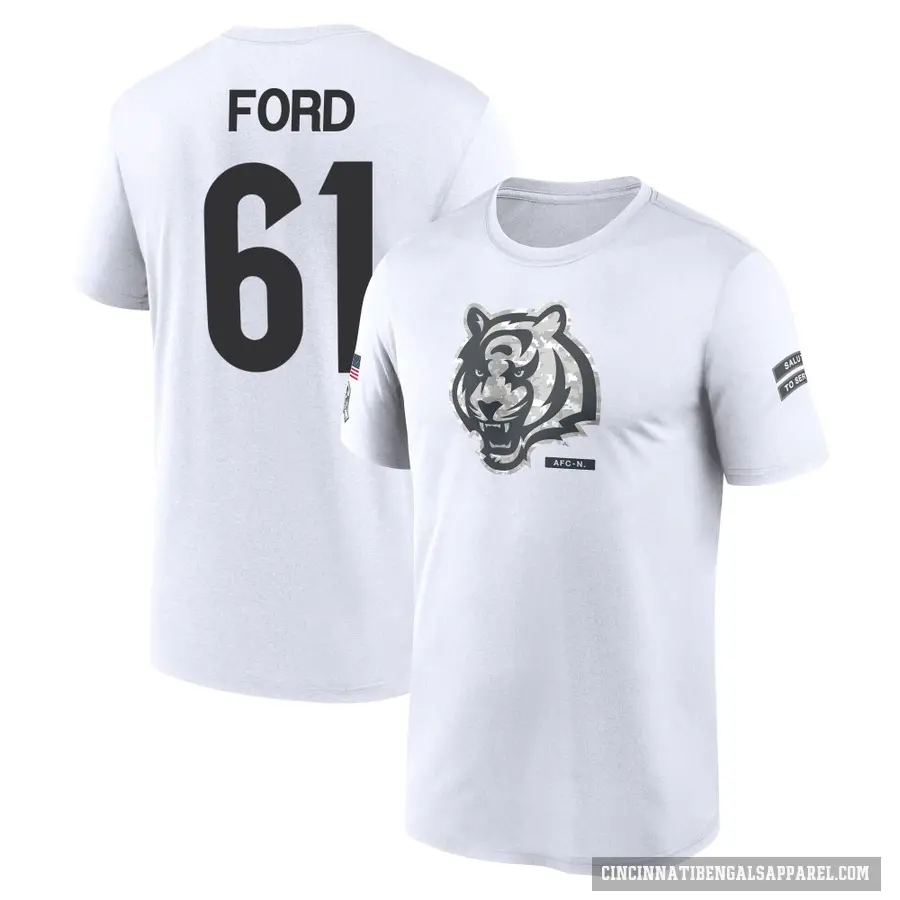 Youth ＃61 Cody Ford Cincinnati Bengals White 2024 Salute to Service Performance T-Shirt