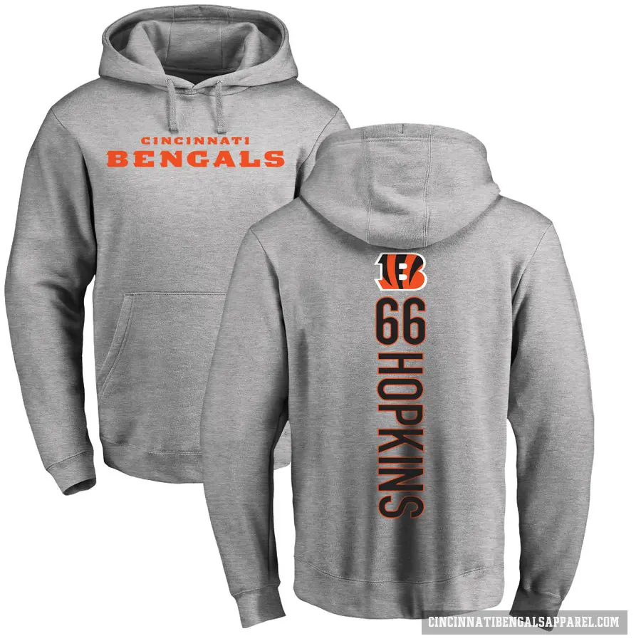 Youth ＃66 Trey Hopkins Cincinnati Bengals Pro Line Ash Backer Pullover Hoodie