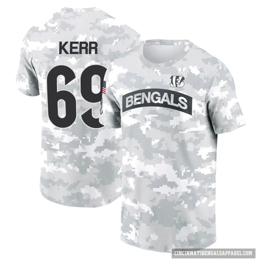 Youth ＃69 Zach Kerr Cincinnati Bengals Camo Arctic 2024 Salute to Service Performance T-Shirt