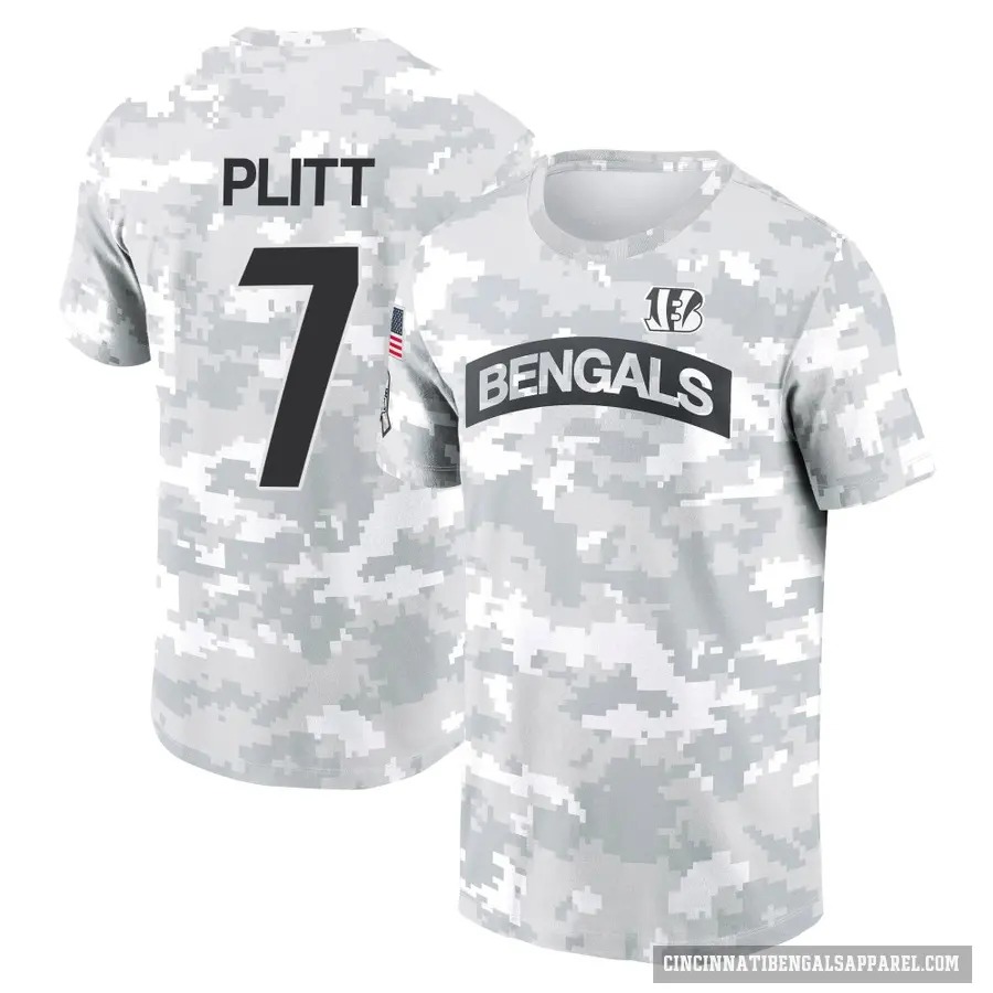 Youth ＃7 Drew Plitt Cincinnati Bengals Camo Arctic 2024 Salute to Service Performance T-Shirt