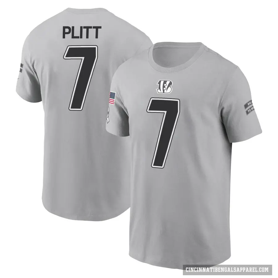 Youth ＃7 Drew Plitt Cincinnati Bengals Gray 2024 Salute to Service T-Shirt
