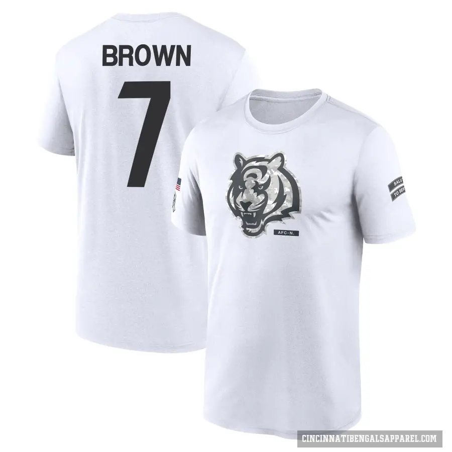 Youth ＃7 Jon Brown Cincinnati Bengals White 2024 Salute to Service Performance T-Shirt