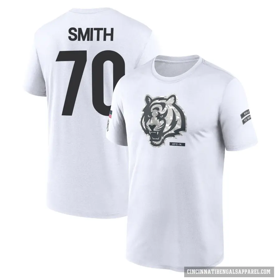 Youth ＃70 D'Ante Smith Cincinnati Bengals White 2024 Salute to Service Performance T-Shirt
