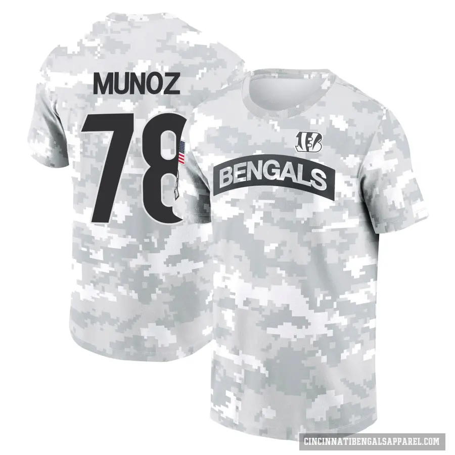Youth ＃78 Anthony Munoz Cincinnati Bengals Camo Arctic 2024 Salute to Service Performance T-Shirt