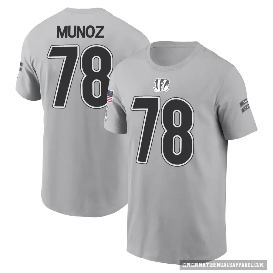 Youth ＃78 Anthony Munoz Cincinnati Bengals Gray 2024 Salute to Service T-Shirt
