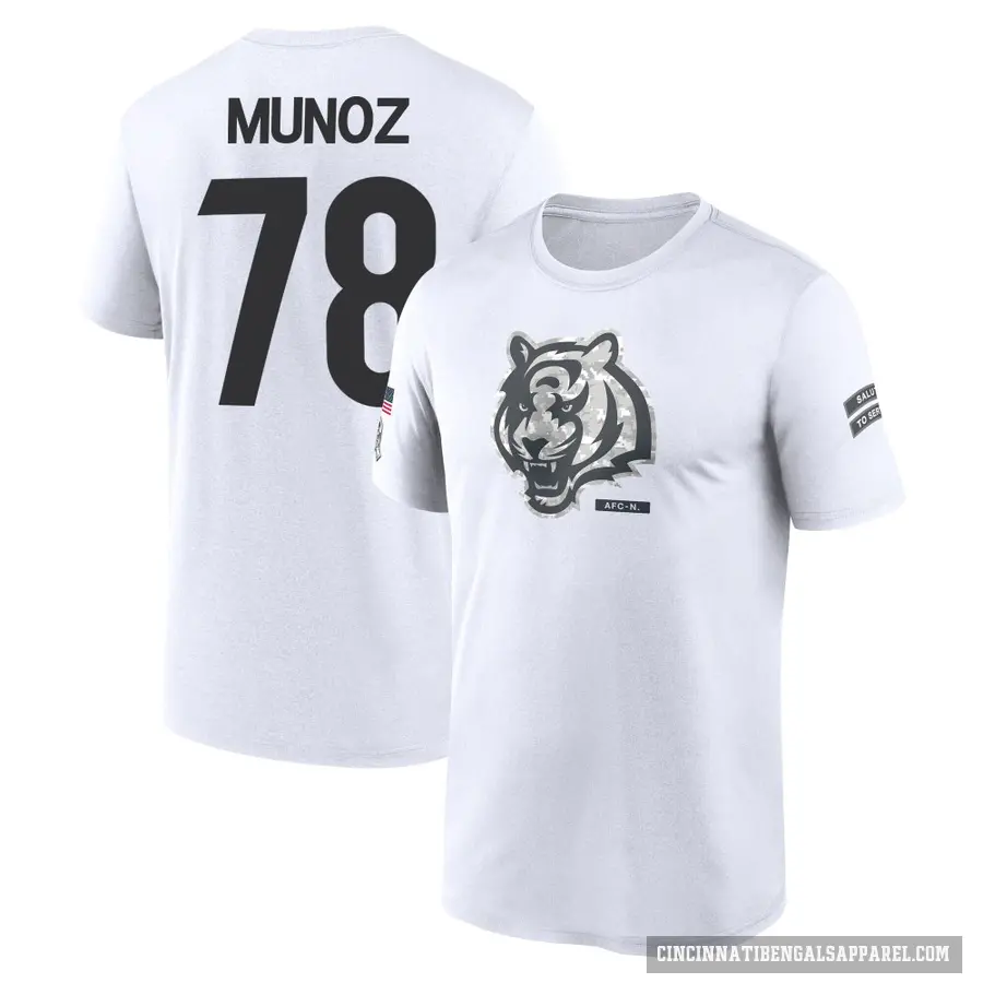 Youth ＃78 Anthony Munoz Cincinnati Bengals White 2024 Salute to Service Performance T-Shirt