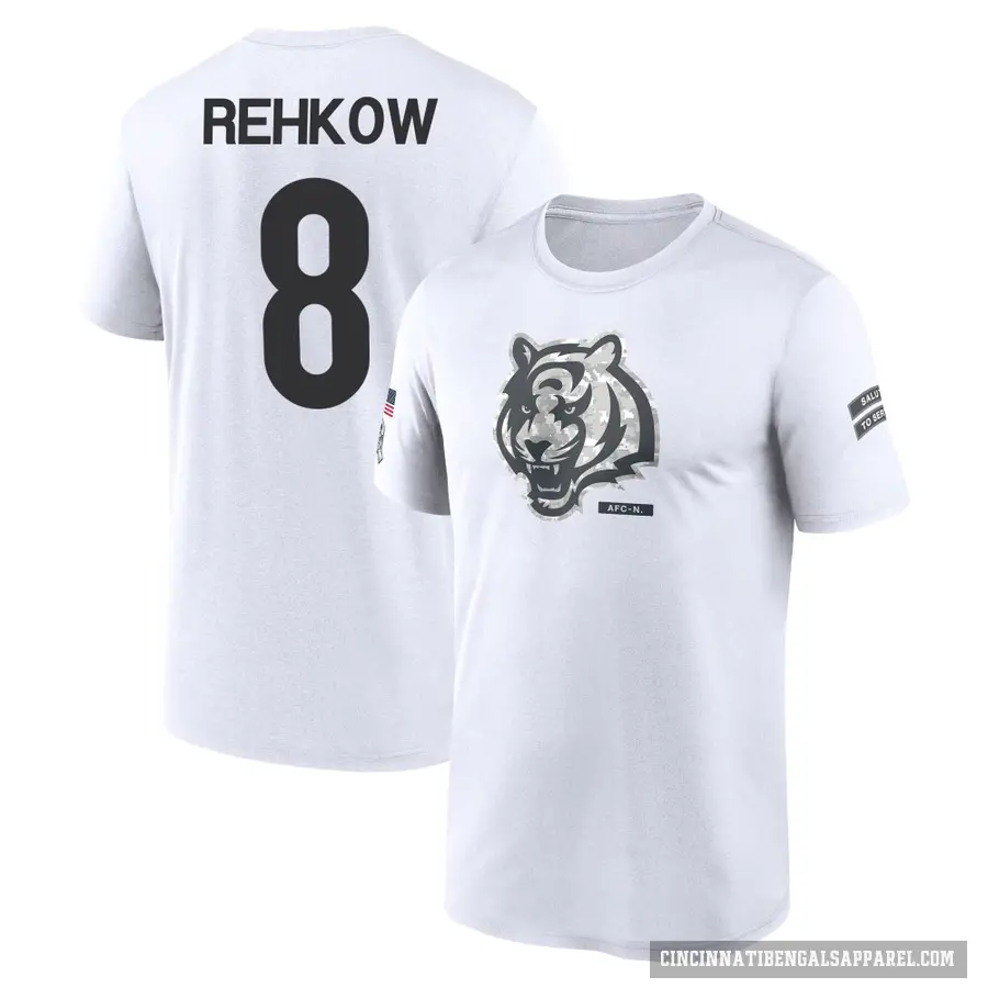 Youth ＃8 Ryan Rehkow Cincinnati Bengals White 2024 Salute to Service Performance T-Shirt