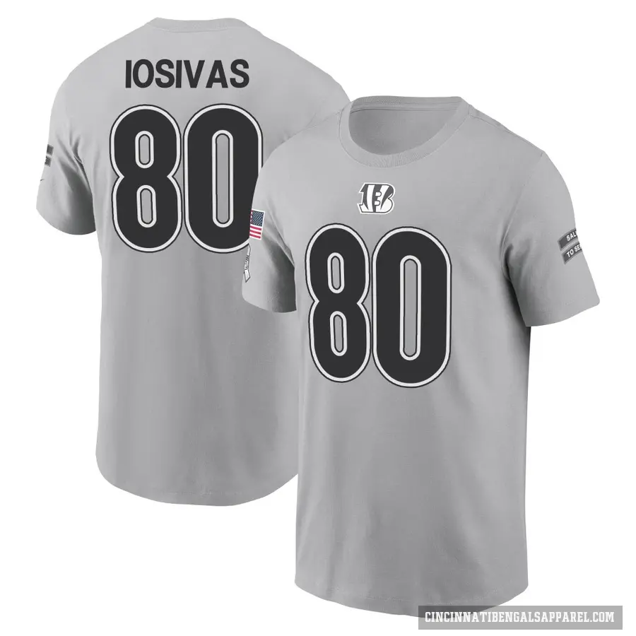 Youth ＃80 Andrei Iosivas Cincinnati Bengals Gray 2024 Salute to Service T-Shirt