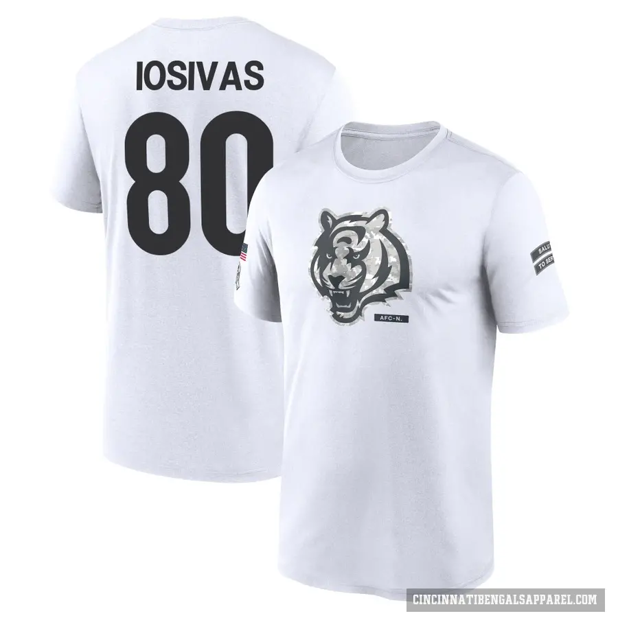 Youth ＃80 Andrei Iosivas Cincinnati Bengals White 2024 Salute to Service Performance T-Shirt