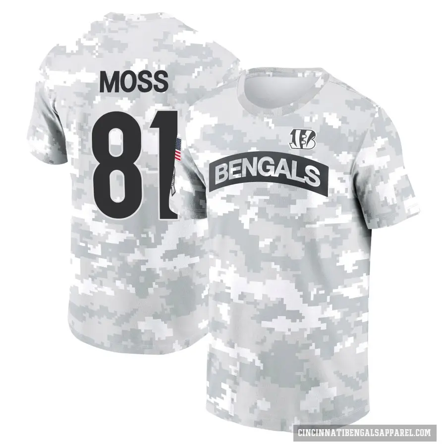 Youth ＃81 Thaddeus Moss Cincinnati Bengals Camo Arctic 2024 Salute to Service Performance T-Shirt