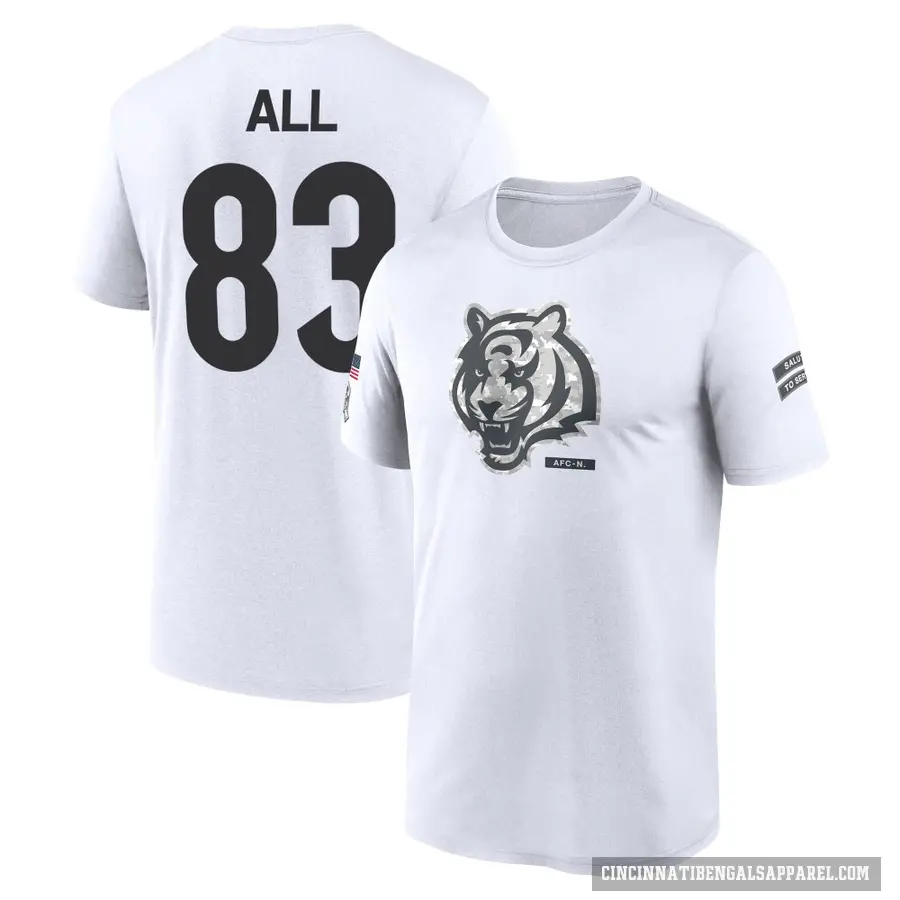 Youth ＃83 Erick All Jr. Cincinnati Bengals White 2024 Salute to Service Performance T-Shirt