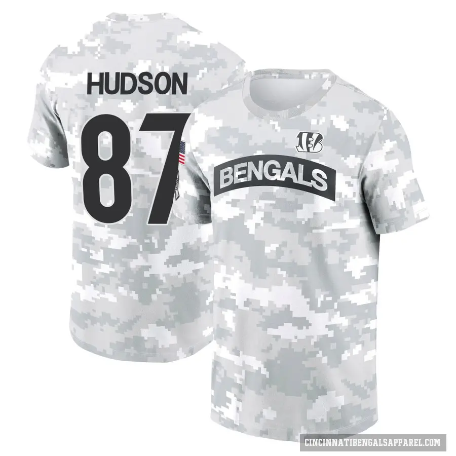 Youth ＃87 Tanner Hudson Cincinnati Bengals Camo Arctic 2024 Salute to Service Performance T-Shirt
