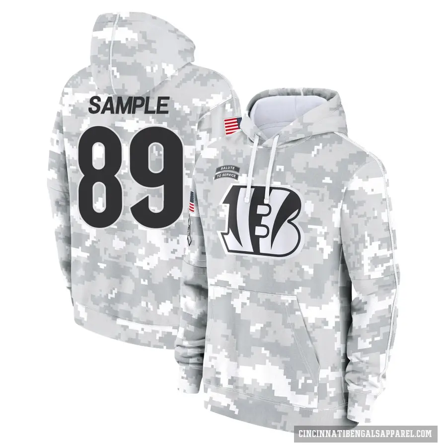 Youth ＃89 Drew Sample Cincinnati Bengals Arctic Camo 2024 Salute to Service Club Fleece Pullover Hoodie