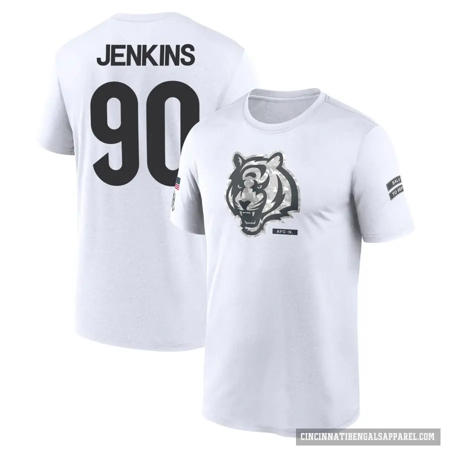 Youth ＃90 Kris Jenkins Jr. Cincinnati Bengals White 2024 Salute to Service Performance T-Shirt