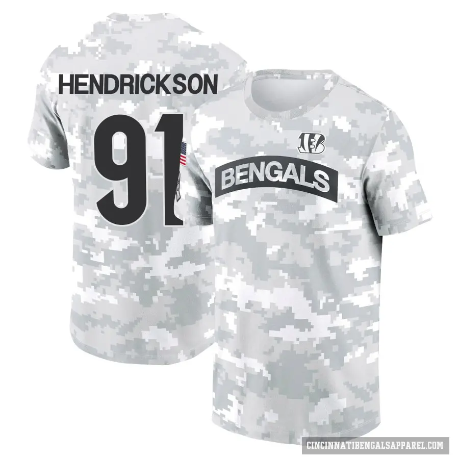Youth ＃91 Trey Hendrickson Cincinnati Bengals Camo Arctic 2024 Salute to Service Performance T-Shirt