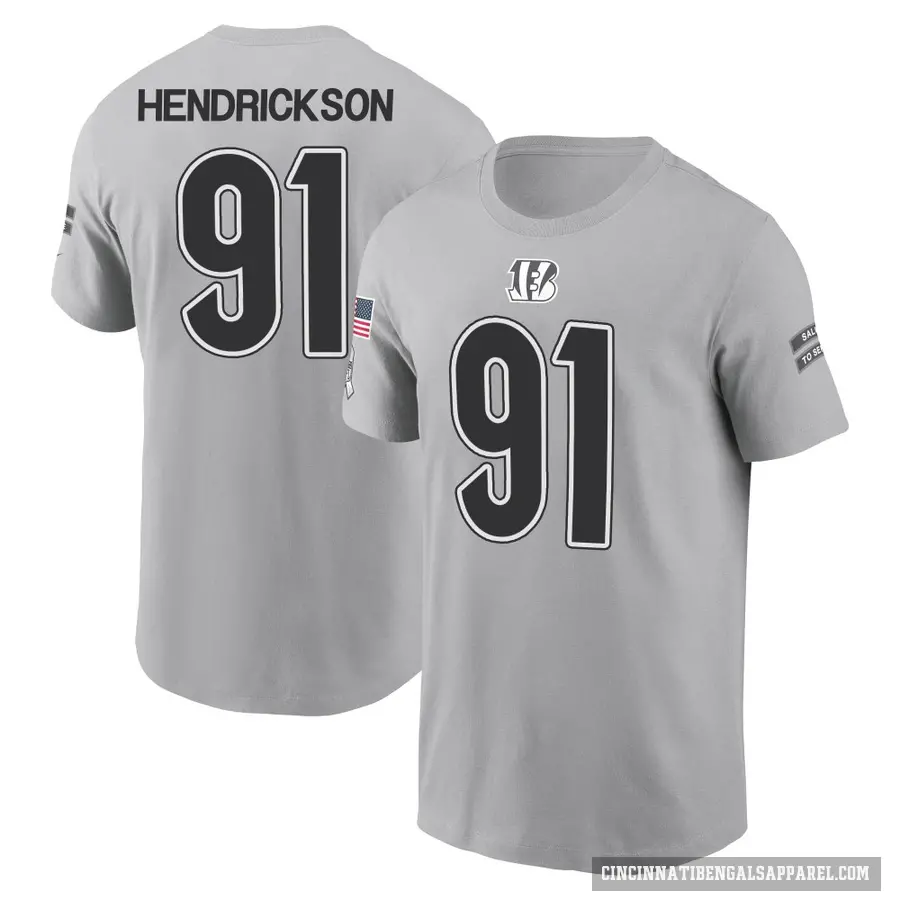 Youth ＃91 Trey Hendrickson Cincinnati Bengals Gray 2024 Salute to Service T-Shirt