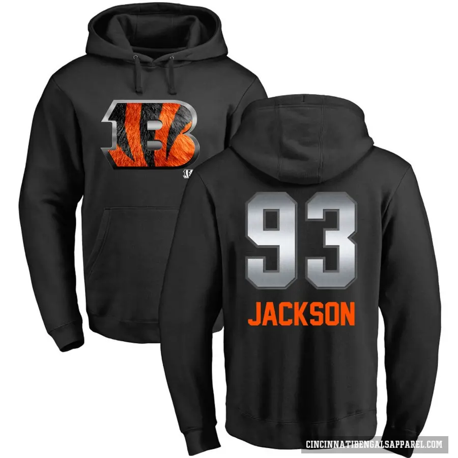 Youth ＃93 McKinnley Jackson Cincinnati Bengals Black Midnight Mascot Pullover Hoodie