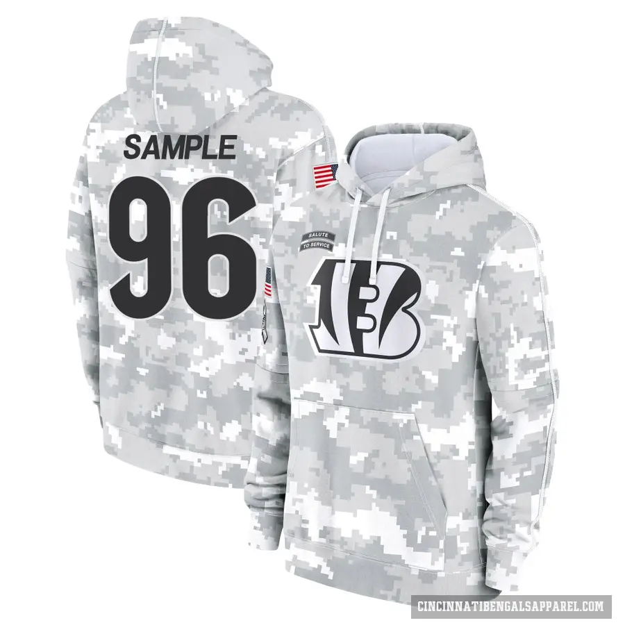 Youth ＃96 Cam Sample Cincinnati Bengals Arctic Camo 2024 Salute to Service Club Fleece Pullover Hoodie