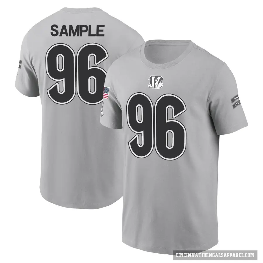 Youth ＃96 Cam Sample Cincinnati Bengals Gray 2024 Salute to Service T-Shirt