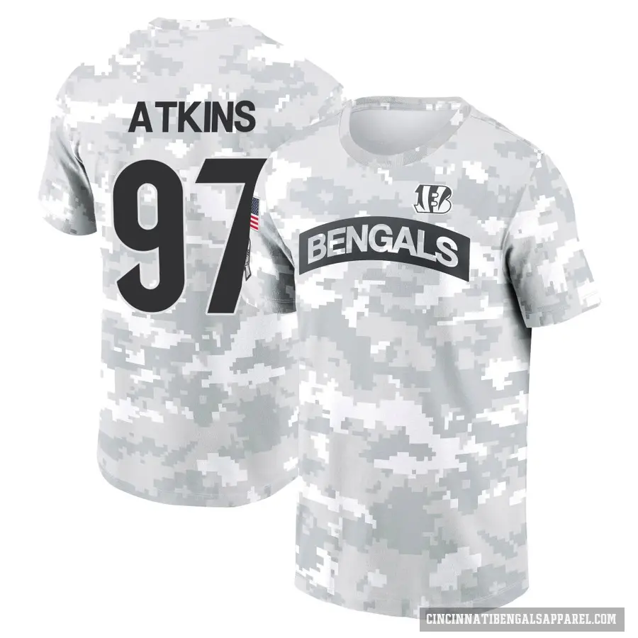 Youth ＃97 Geno Atkins Cincinnati Bengals Camo Arctic 2024 Salute to Service Performance T-Shirt